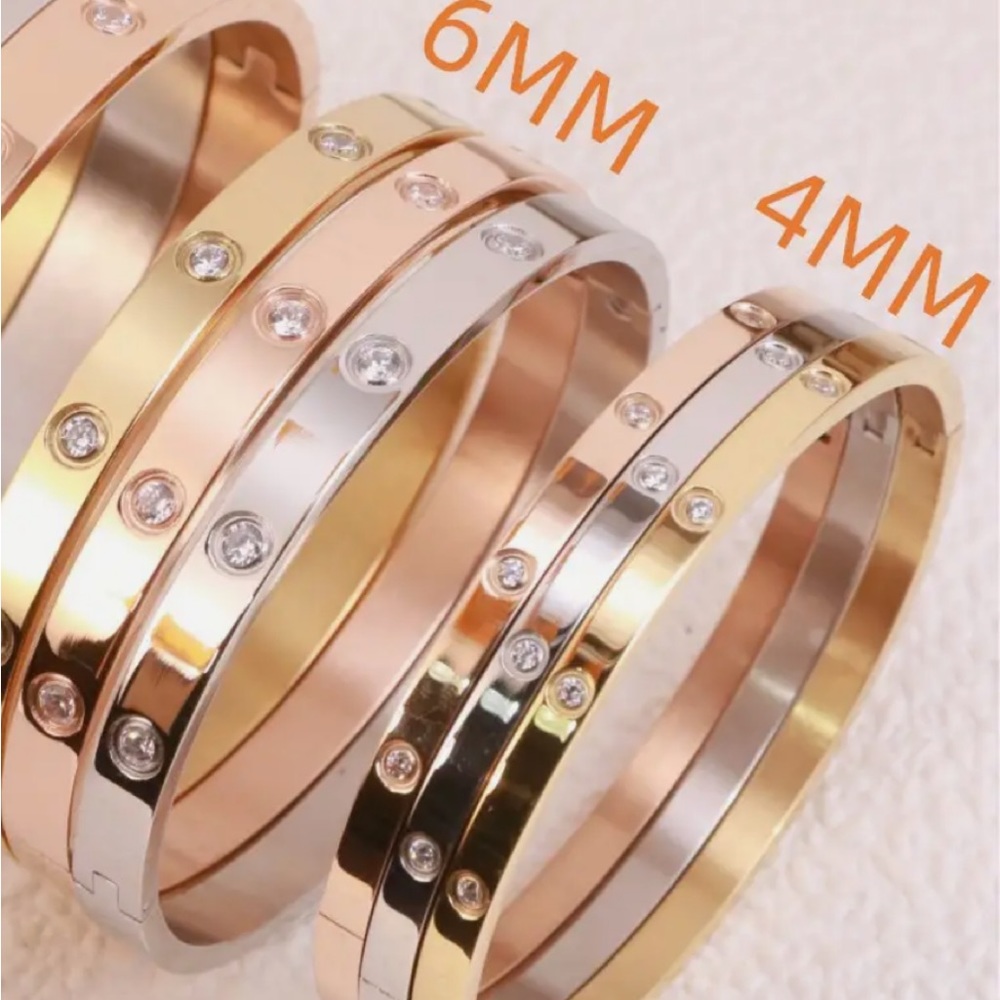 🌸 Bracelet Bangle Stainless Steel/Cubic Zirconia - Picture 5 of 9